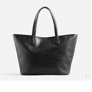 J.Crew Black Berkeley Leather Tote Item BJ721 NWT / Dust Cover